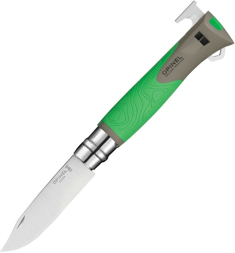 Opinel N°12 Explore Folding Knife 4" 12C27 Steel Blade Green/Gray Polymer Handle 01899 -Opinel - Survivor Hand Precision Knives & Outdoor Gear Store