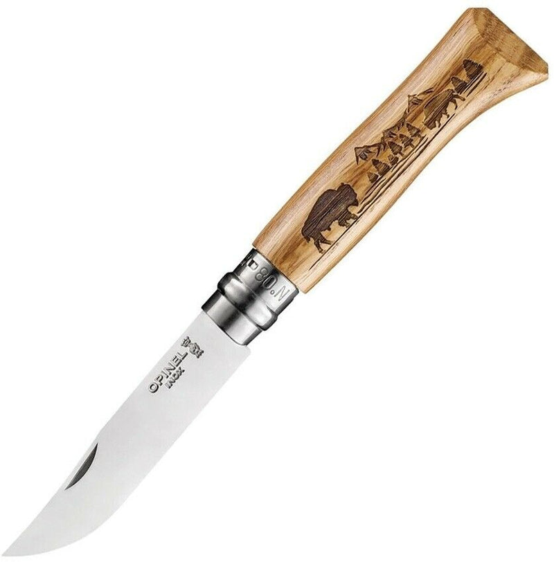 Opinel No 8 Folder Bison Folding Knife 3.25" 12C27 Steel Blade Oak Handle 02339 -Opinel - Survivor Hand Precision Knives & Outdoor Gear Store