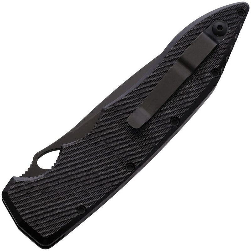 Piranha Knives Predator Tactical Folding Automatic Knife 4" Part Serrated CPM S30V Steel Blade Black Aluminum Handle CP10BKTS -Piranha Knives - Survivor Hand Precision Knives & Outdoor Gear Store