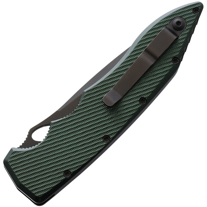 Piranha Knives Predator Tactical Folding Automatic Knife 3.5" CPM S30V Steel Blade Green Textured Aluminum Handle CP10GT -Piranha Knives - Survivor Hand Precision Knives & Outdoor Gear Store