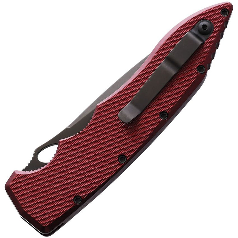 Piranha Knives Predator Button Lock Folding Automatic Knife 4" CPM S30V Steel Blade Red Textured Aluminum Handle CP10RT -Piranha Knives - Survivor Hand Precision Knives & Outdoor Gear Store