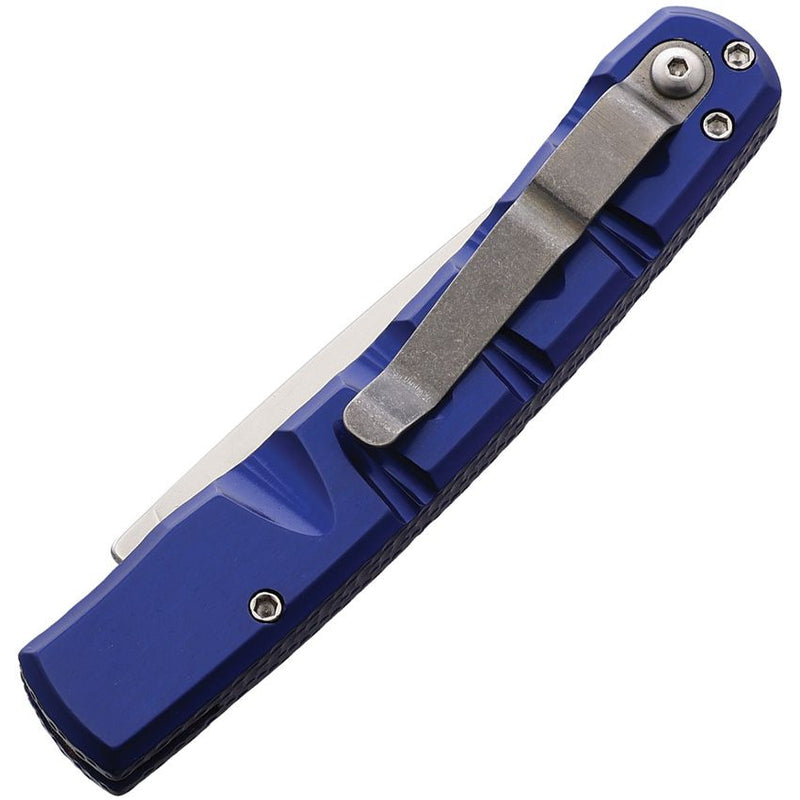 Piranha Knives Virus Button Lock Folding Automatic Knife 3.25" CPM S30V Steel Blade Blue Sculpted Aluminum Handle CP15B -Piranha Knives - Survivor Hand Precision Knives & Outdoor Gear Store