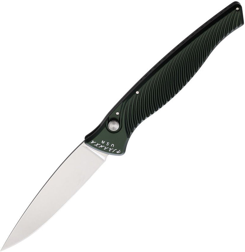 Piranha Knives DNA Button Lock Folding Automatic Knife 3.25" CPM S30V Steel Blade Green Sculpted Aluminum Handle P16G -Piranha Knives - Survivor Hand Precision Knives & Outdoor Gear Store