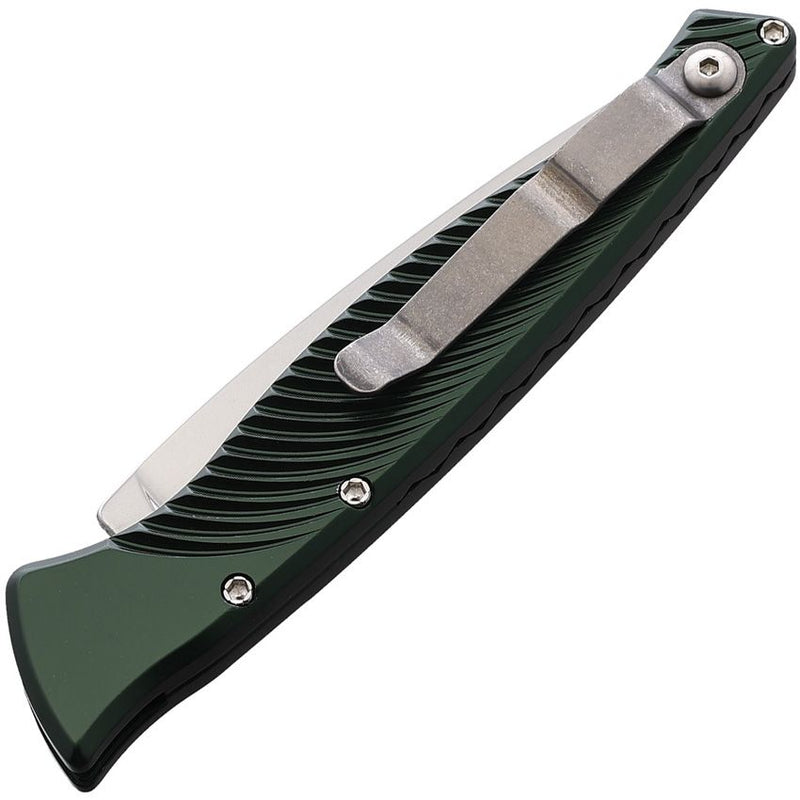 Piranha Knives DNA Button Lock Folding Automatic Knife 3.25" CPM S30V Steel Blade Green Sculpted Aluminum Handle P16G -Piranha Knives - Survivor Hand Precision Knives & Outdoor Gear Store