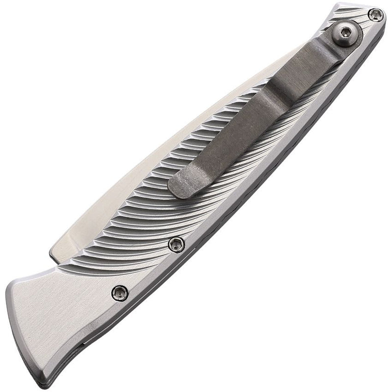 Piranha Knives DNA Button Lock Folding Automatic Knife 3.25" CPM S30V Steel Blade Silver Sculpted Aluminum Handle P16S -Piranha Knives - Survivor Hand Precision Knives & Outdoor Gear Store