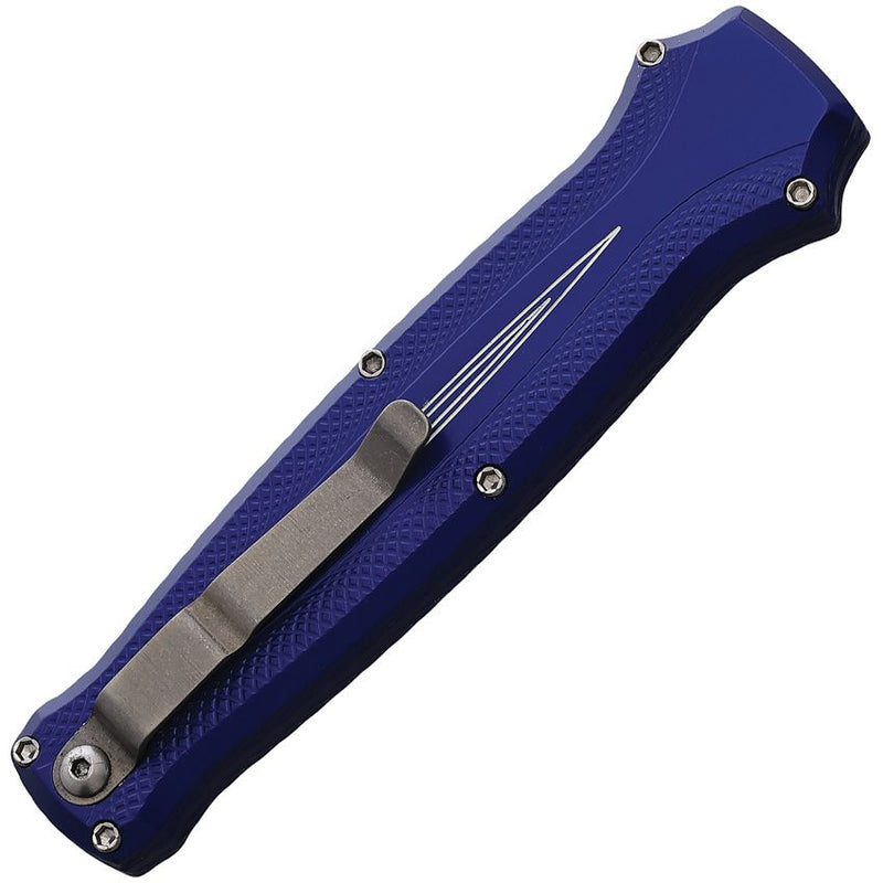 Piranha Knives Rated-R Folding Automatic Knife 3.5" 154CM Steel Clip Point Blade Blue Aluminum Handle CP19B -Piranha Knives - Survivor Hand Precision Knives & Outdoor Gear Store