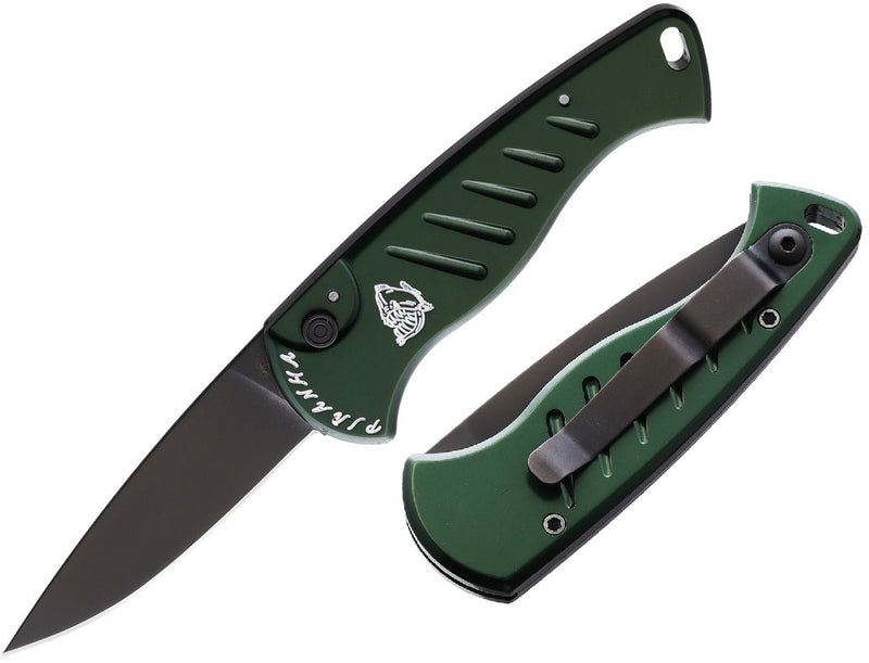 Piranha Knives Folding Automatic Knife 2.50" 154CM Steel Blade Green Aluminum Handle CP2GT -Piranha Knives - Survivor Hand Precision Knives & Outdoor Gear Store