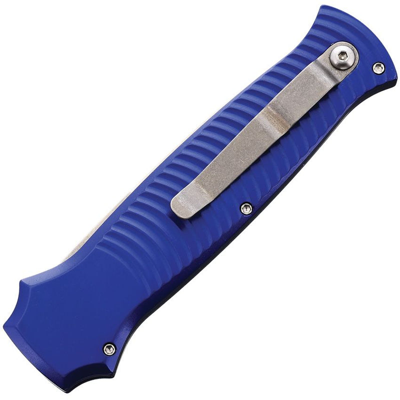 Piranha Knives Bodyguard Tactical Folding Automatic Knife 3.25" CPM S30V Steel Blade Blue Sculpted Aluminum Handle CP6B -Piranha Knives - Survivor Hand Precision Knives & Outdoor Gear Store