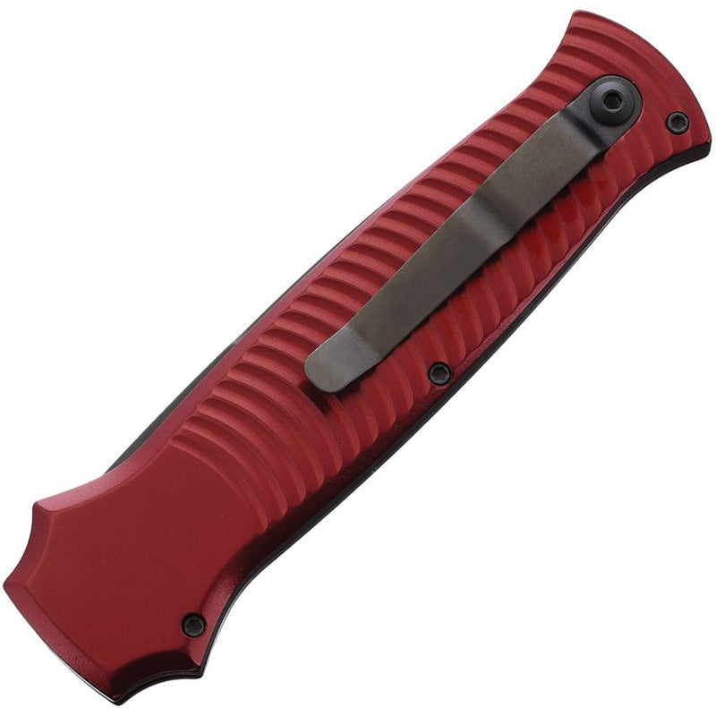 Piranha Knives Bodyguard Tactical Folding Automatic Knife 3.25" Black Oxide Coated CPM S30V Steel Blade Red Aluminum Handle CP6RT -Piranha Knives - Survivor Hand Precision Knives & Outdoor Gear Store