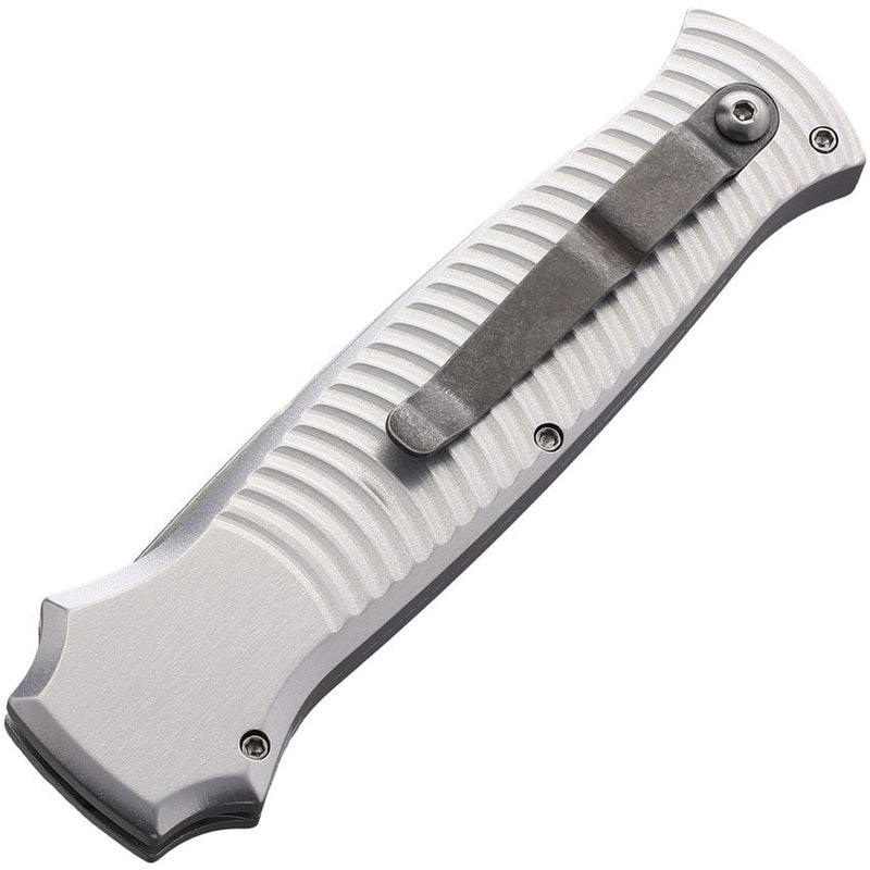 Piranha Knives Bodyguard Button Lock Folding Automatic Knife 3.25" CPM S30V Steel Blade Silver Sculpted Aluminum Handle CP6S -Piranha Knives - Survivor Hand Precision Knives & Outdoor Gear Store