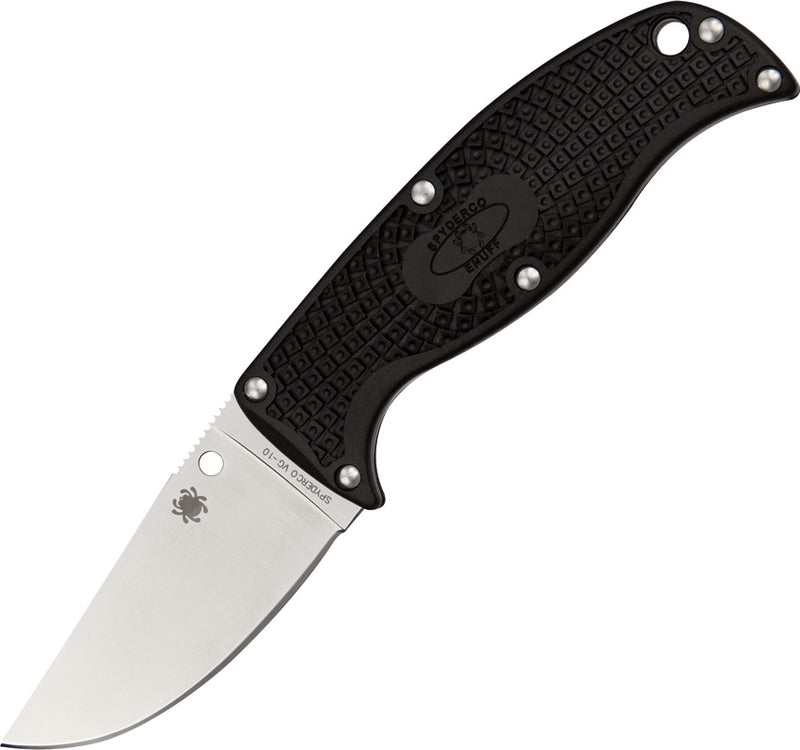 Spyderco Enuff Clip Fixed Knife 2.75" VG-10 Steel Blade Black Bi-Directional Texture FRN Handle FB31CPBK -Spyderco - Survivor Hand Precision Knives & Outdoor Gear Store