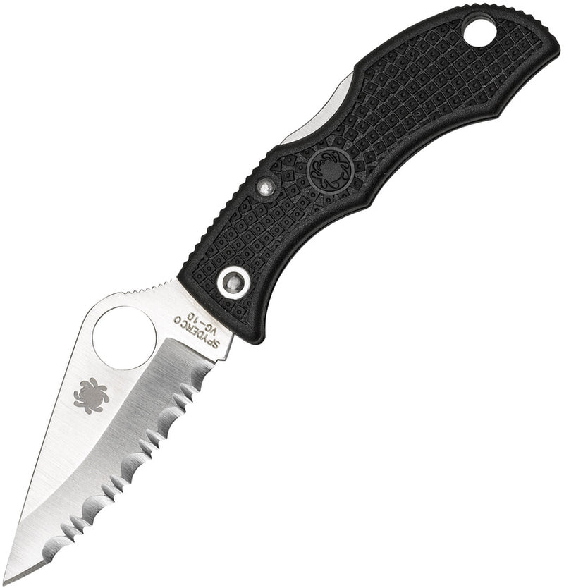 Spyderco Ladybug 3 Lockback Folding Knife 1.88" VG-10 Steel Serrated Blade Black FRN Handle LBKS3 -Spyderco - Survivor Hand Precision Knives & Outdoor Gear Store