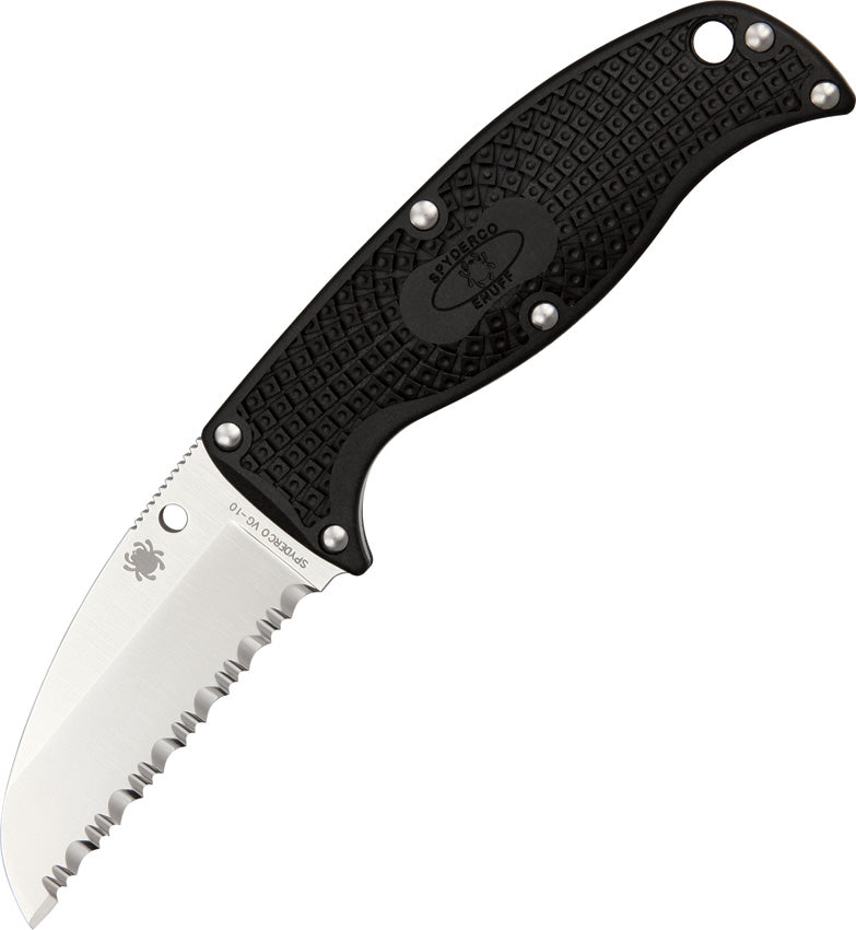 Spyderco Enuff Fixed Knife 2.75" VG-10 Steel Blade Black Bi-Directional Texture FRN Handle FB31SBK -Spyderco - Survivor Hand Precision Knives & Outdoor Gear Store