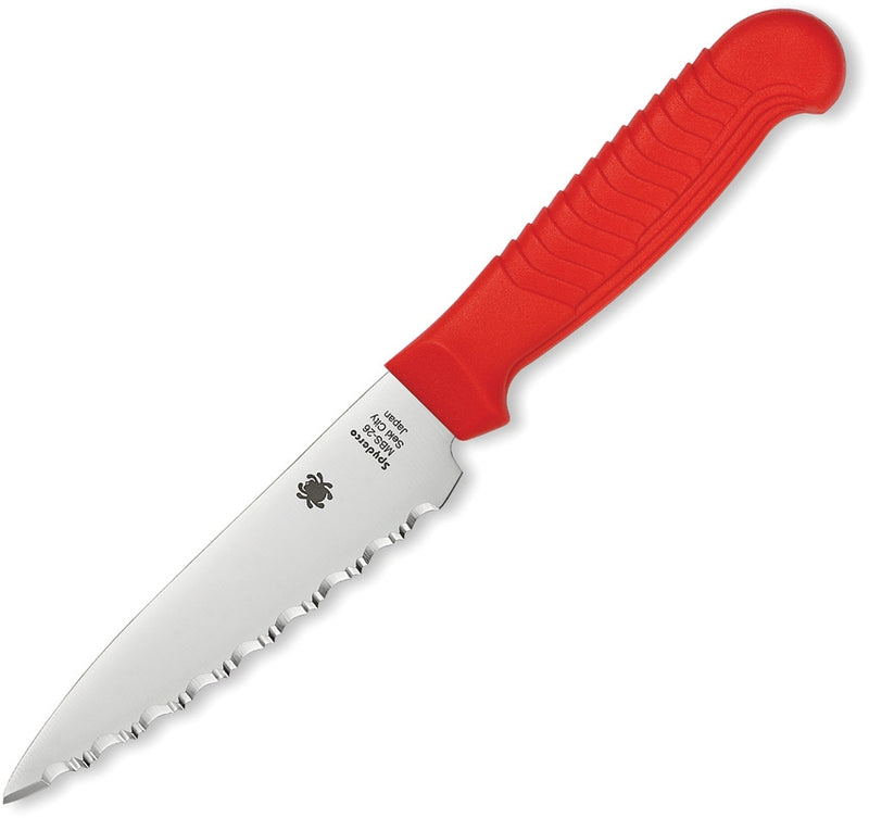 Spyderco Paring Kitchen Knife 4.5" Serrated MBS26 Steel Blade Red Polypropylene Handle K05SRD -Spyderco - Survivor Hand Precision Knives & Outdoor Gear Store