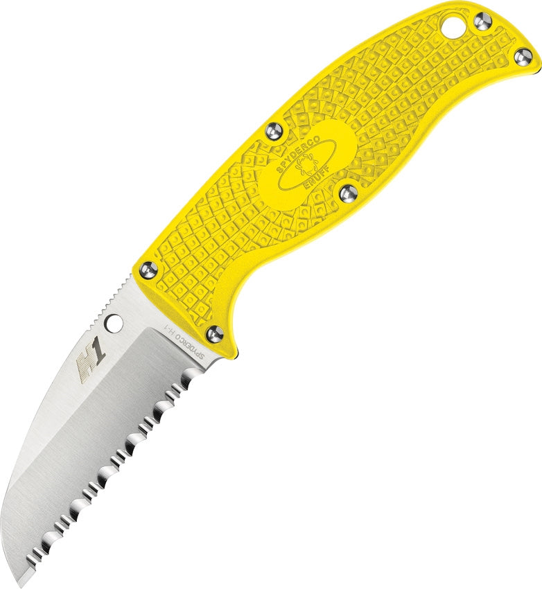 Spyderco Enuff Salt Fixed Knife 2.75" H1 Steel Full Tang Serrated Blade Yellow FRN Handle FB31SYL -Spyderco - Survivor Hand Precision Knives & Outdoor Gear Store