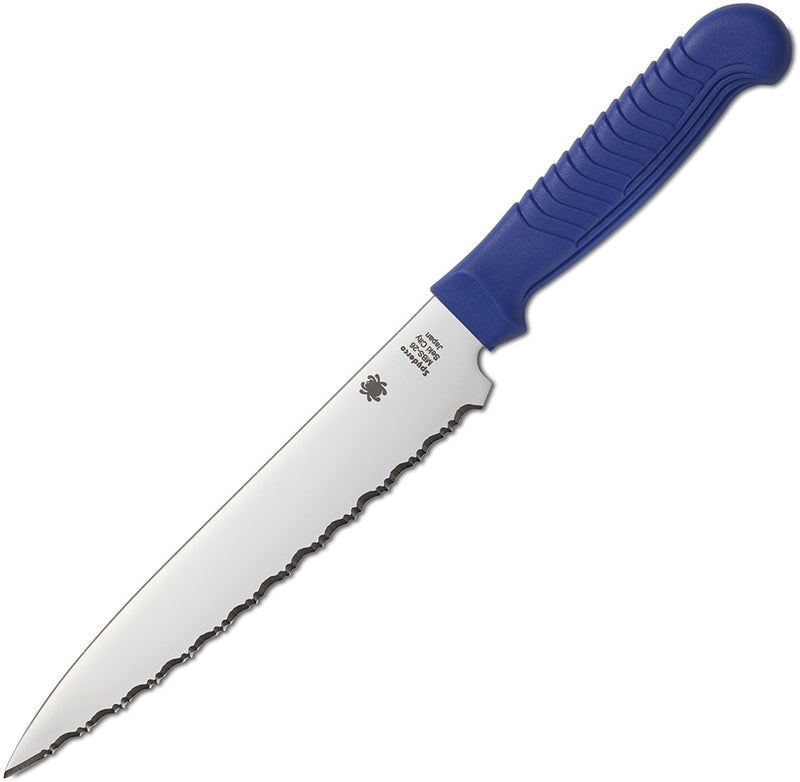 Spyderco Utility Fixed Knife 6.5" Serrated MBS-26 Steel Blade Blue Polypropylene Handle K04SBL -Spyderco - Survivor Hand Precision Knives & Outdoor Gear Store