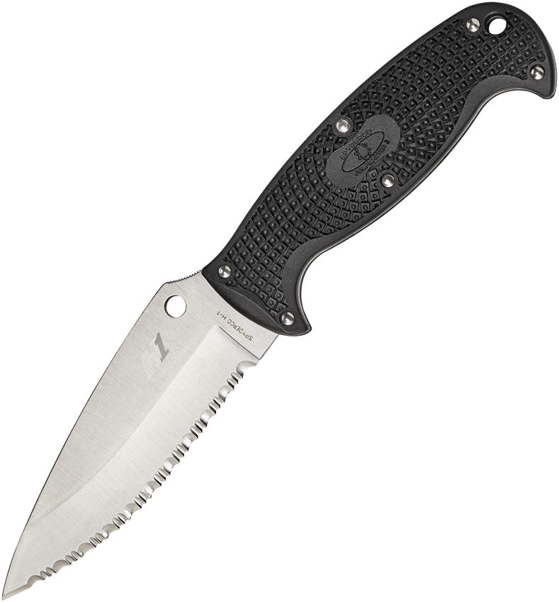 Spyderco Jumpmaster 2 Fixed Knife 4.4" Serrated H-1 Steel Blade Black FRN Handle FB24SBK2 -Spyderco - Survivor Hand Precision Knives & Outdoor Gear Store