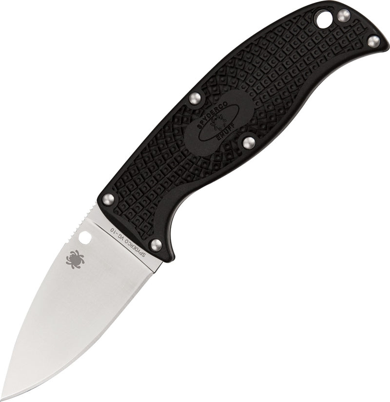 Spyderco Enuff Fixed Knife 2.75" VG10 Steel Drop Point Blade Black Bi-Directional Texture FRN Handle FB31PBK -Spyderco - Survivor Hand Precision Knives & Outdoor Gear Store