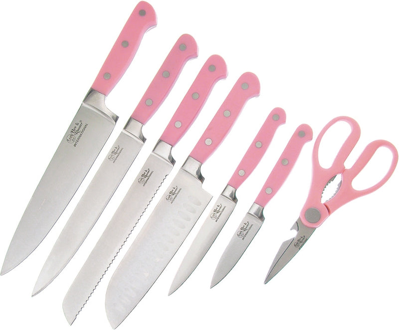 Hen & Rooster Seven Piece Kitchen Set Pink Stainless Blades ABS Handles I036 -Hen & Rooster - Survivor Hand Precision Knives & Outdoor Gear Store