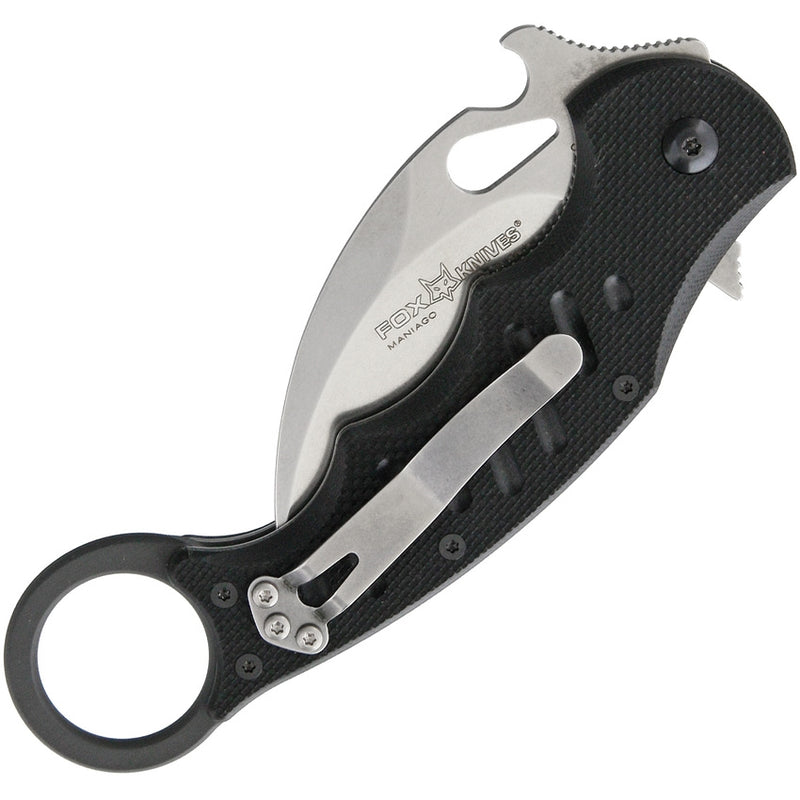 Fox Karambit Folding Knife 3" Stonewash Finish N690Co Steel Blade Black G10 Handle X479SW -Fox - Survivor Hand Precision Knives & Outdoor Gear Store