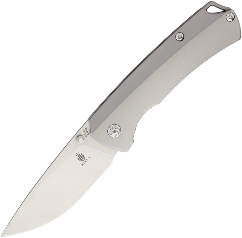 Kizer Cutlery T1 Folding Knife 3.25" Stonewash CPM S35VN Steel Blade Gray Titanium Handle 3490 -Kizer Cutlery - Survivor Hand Precision Knives & Outdoor Gear Store