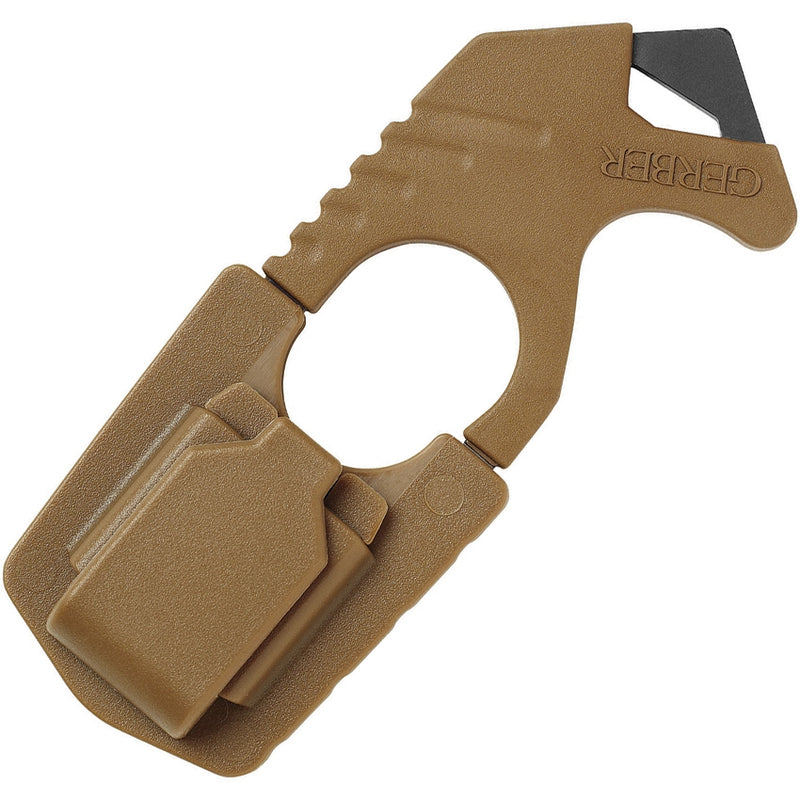 Gerber Strap Cutter Coyote Brown Fixed Knife 420HC Steel Blade Tan Rubber Handle 0132 -Gerber - Survivor Hand Precision Knives & Outdoor Gear Store