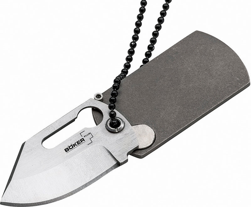 Boker Plus Dog Tag Button Folding Knife 1.75" Stainless Steel Blade Gray Titanium Handle P01BO210 -Boker Plus - Survivor Hand Precision Knives & Outdoor Gear Store