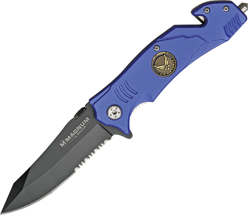 Boker Rescue Linerlock Folding Knife 3.38" 440 Steel Blade Blue Aluminum Handle -Boker - Survivor Hand Precision Knives & Outdoor Gear Store