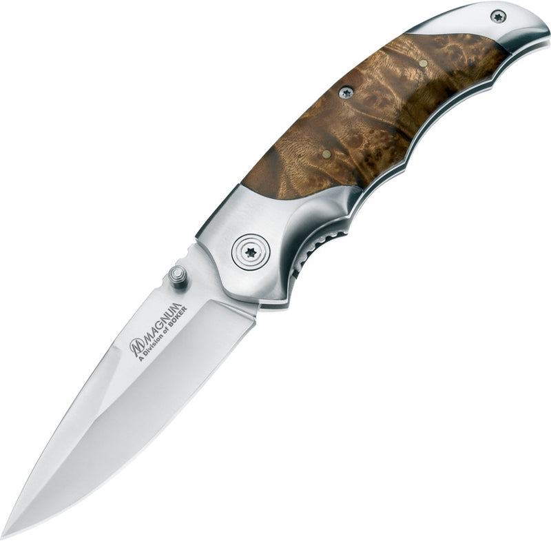 Boker Magnum Hawk Linerlock Folding Knife 3.38" 440 Steel Blade Wood Handle -Boker - Survivor Hand Precision Knives & Outdoor Gear Store