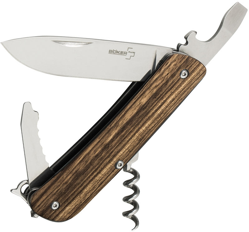 Boker Plus Tech Tool 2 Pocket Knife 12C27 Sandvik Steel Blades Zebra Wood Handle 01BO845 -Boker Plus - Survivor Hand Precision Knives & Outdoor Gear Store