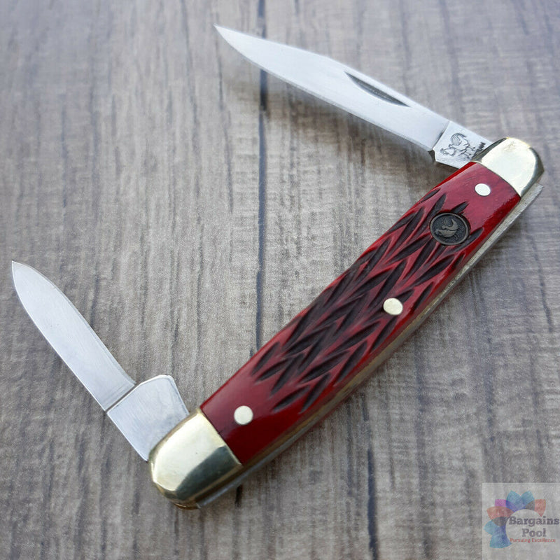 Hen & Rooster Pen Pocket Knife Stainless Steel Blades Red Pick Bone Handle 302RPB -Hen & Rooster - Survivor Hand Precision Knives & Outdoor Gear Store