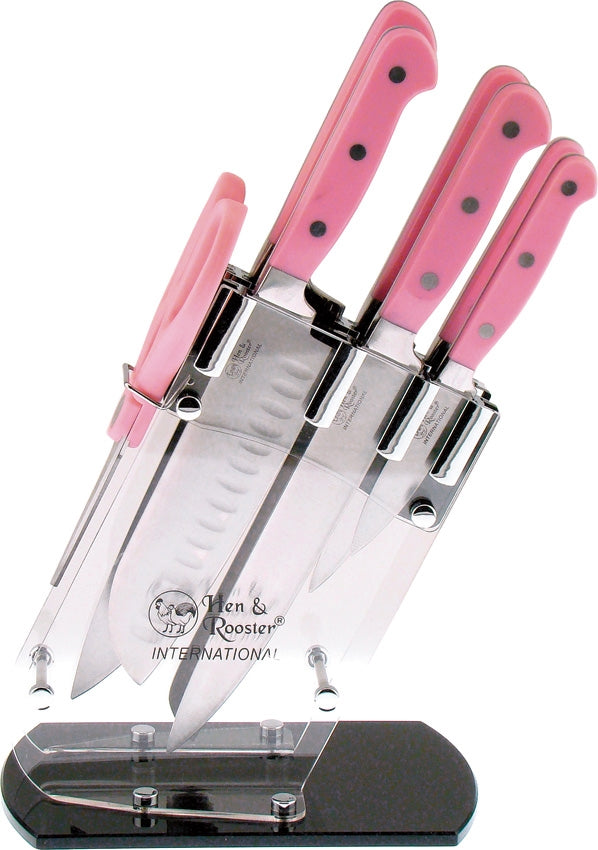 Hen & Rooster Seven Piece Kitchen Set Pink Stainless Blades ABS Handles I036 -Hen & Rooster - Survivor Hand Precision Knives & Outdoor Gear Store