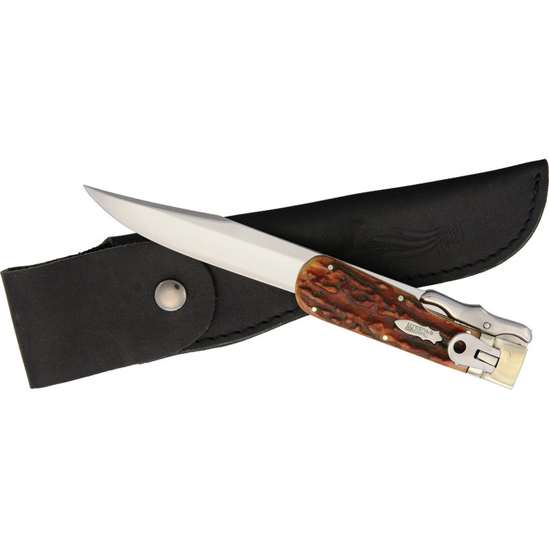 Marbles Bowie Folding Knife 4" Satin Stainless Blade Brown Jigged Bone Handle MR101 -Marbles - Survivor Hand Precision Knives & Outdoor Gear Store