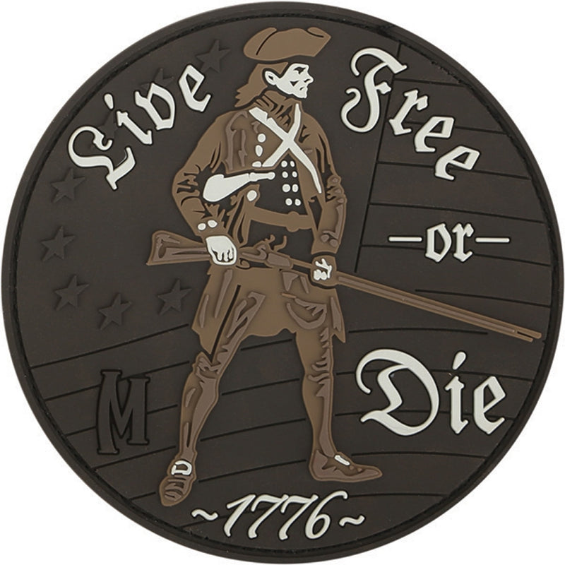 Maxpedition Live Free Or Die Patch Black/White/Tan PVC Rubber Construction LFODA -Maxpedition - Survivor Hand Precision Knives & Outdoor Gear Store