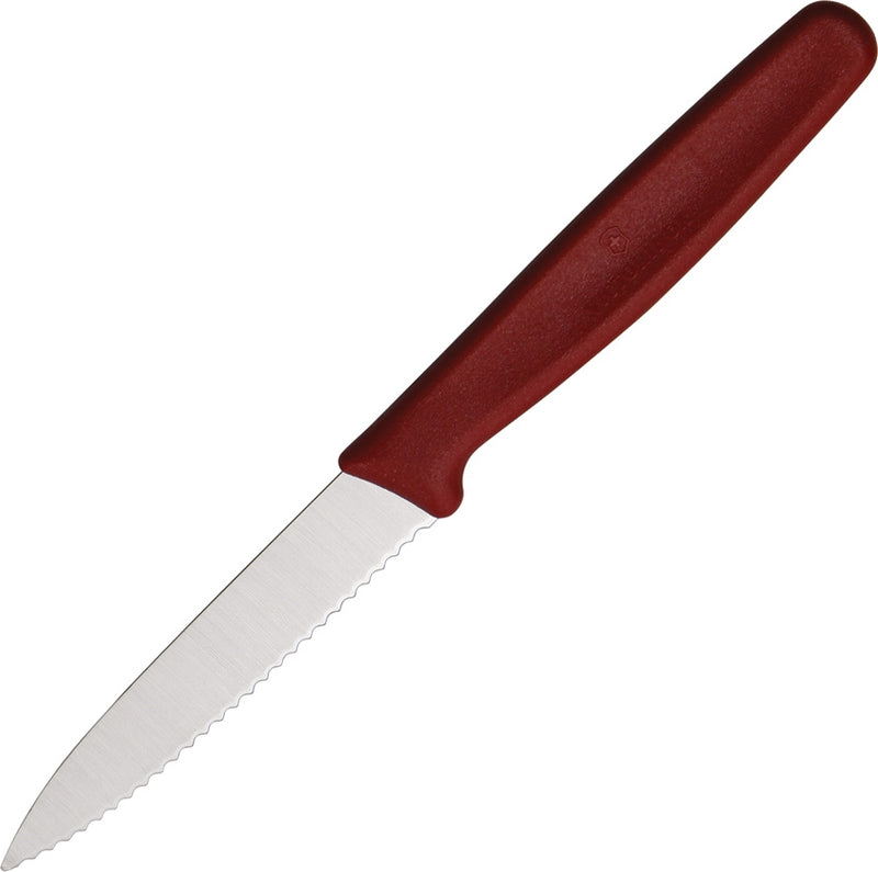 Victorinox Paring Knife 3.25" Serrated Stainless Steel Blade Red Polypropylene Handle 67631 -Victorinox - Survivor Hand Precision Knives & Outdoor Gear Store