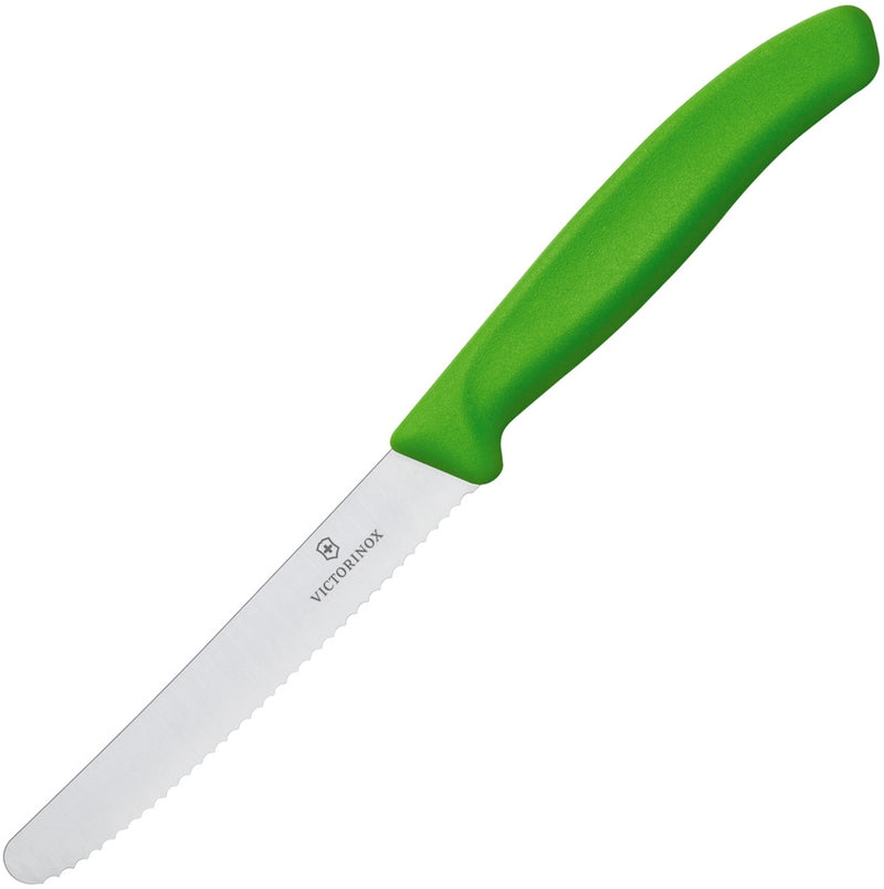 Victorinox Utility Kitchen Knife 4" Serrated Stainless Blade Green Polypropylene Handle 67836L114 -Victorinox - Survivor Hand Precision Knives & Outdoor Gear Store