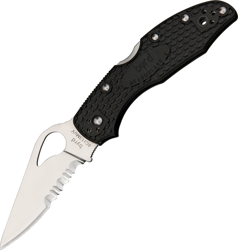 Byrd Meadowlark2 Folding Knife 2.9" Part Serrated Blade Black FRN Handle 04PSBK2 -Byrd - Survivor Hand Precision Knives & Outdoor Gear Store