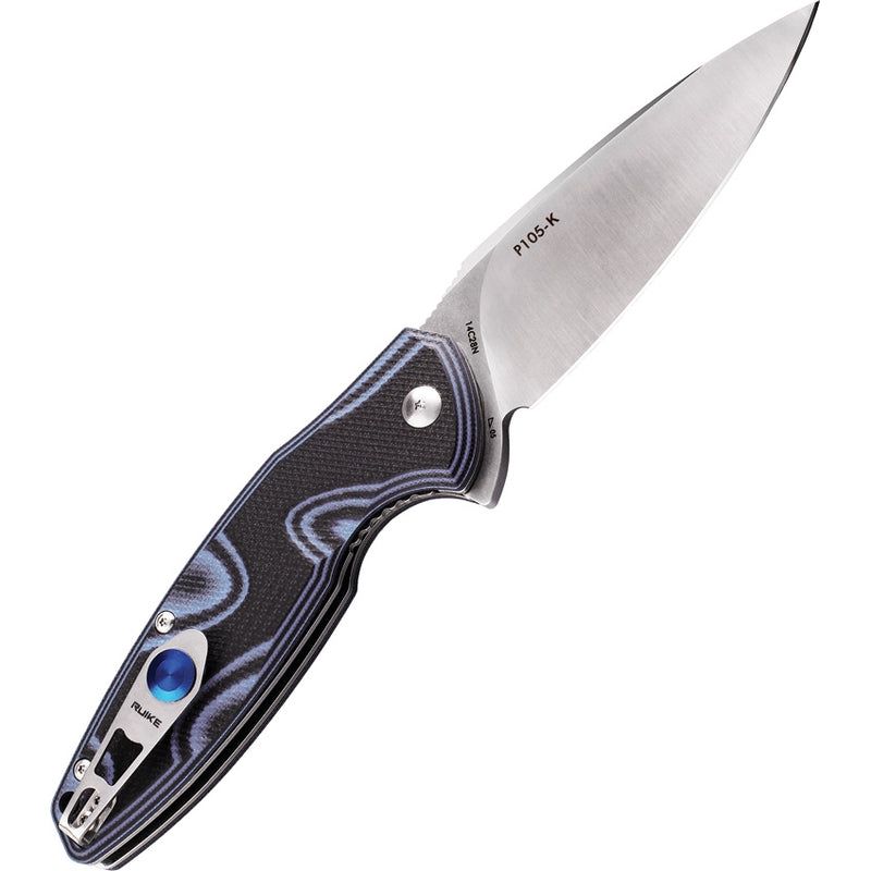 RUIKE Fang P105 Linerlock Pale Folding Knife 3.5" 14C28N Steel Blade Blue/Black G10 Handle EP105K -RUIKE - Survivor Hand Precision Knives & Outdoor Gear Store