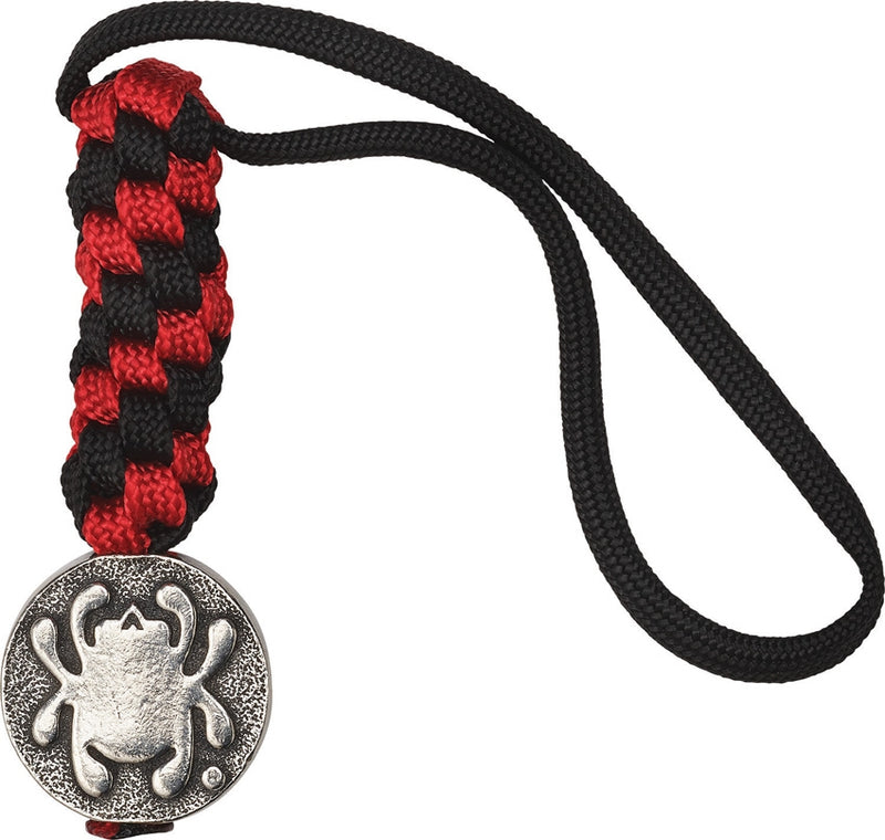 Spyderco Pewter Flat Bead Spider Logo Hand-Braided Lanyard Black & Red Paracord BEAD5LY -Spyderco - Survivor Hand Precision Knives & Outdoor Gear Store