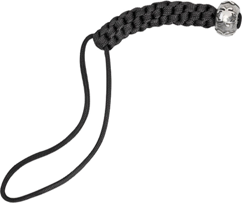 Spyderco Mini Round Bead With Lanyard Black Cast In Solid Pewter Attached 0.625" Diameter BEAD2LY -Spyderco - Survivor Hand Precision Knives & Outdoor Gear Store