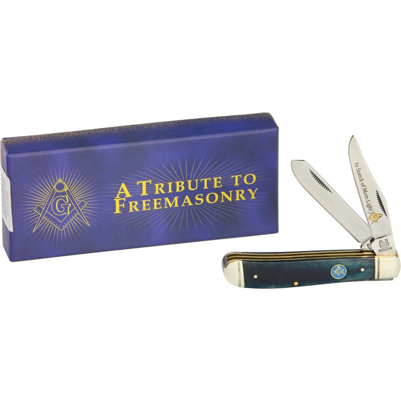 Rough Ryder Masonic Mini Trapper Pocket Knife 440 Steel Blade Blue Smooth Bone Handle 1225 -Rough Ryder - Survivor Hand Precision Knives & Outdoor Gear Store