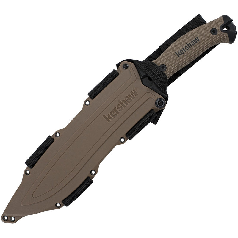 Kershaw Camp Full Tang Machete Knife 10" 65Mn Steel Blade FRN Tan Rubber Overmold Handle KS1077TAN -Kershaw - Survivor Hand Precision Knives & Outdoor Gear Store