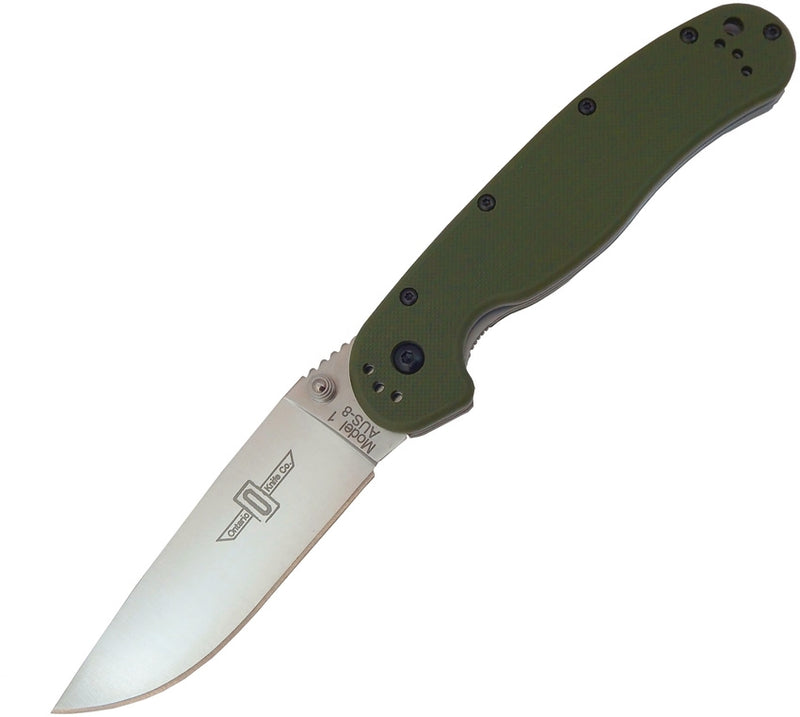 Ontario RAT I Linerlock Folding Knife 3.5" AUS-8 Steel Blade Green Nylon Handle 8874TC -Ontario - Survivor Hand Precision Knives & Outdoor Gear Store