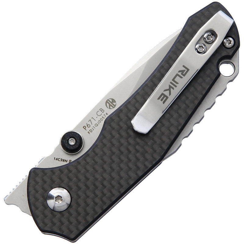 RUIKE Linerlock Folding Knife 2.75" 14C28N Sandvik Steel Blade G10/Carbon Fiber Handle P671CB -RUIKE - Survivor Hand Precision Knives & Outdoor Gear Store