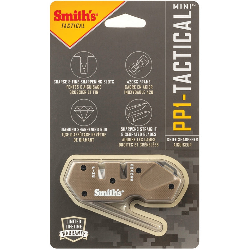 Smith's Sharpeners PP1 Mini Tactical Sharpener Diamond Rod Ceramic Carbide Tan 50983 -Smith´s Sharpeners - Survivor Hand Precision Knives & Outdoor Gear Store