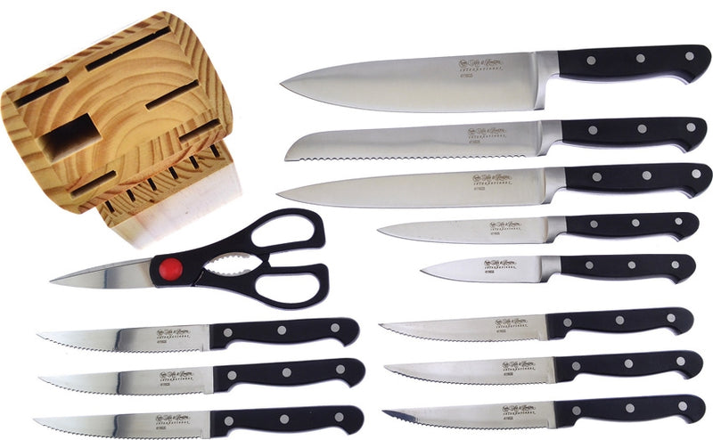 Hen & Rooster Kitchen Set 12 Pieces 4116 Steel Blades Black ABS Hanldes I060 -Hen & Rooster - Survivor Hand Precision Knives & Outdoor Gear Store