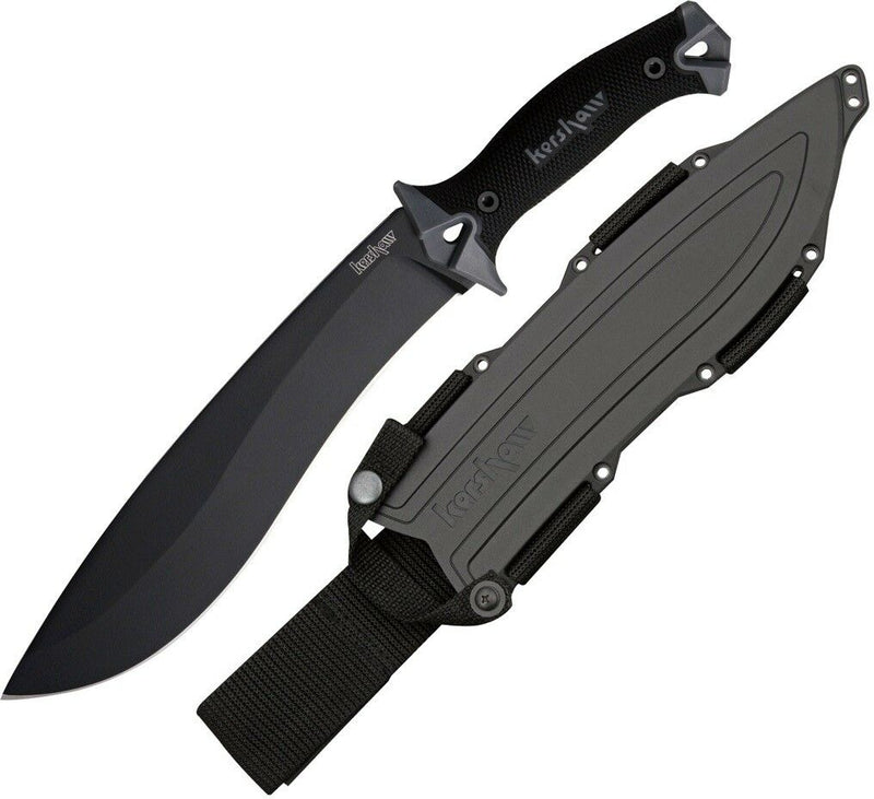 Kershaw Camp Fixed Knife 10" 65Mn Steel Blade Black/Gray Rubber/Synthetic Handle 1077 -Kershaw - Survivor Hand Precision Knives & Outdoor Gear Store