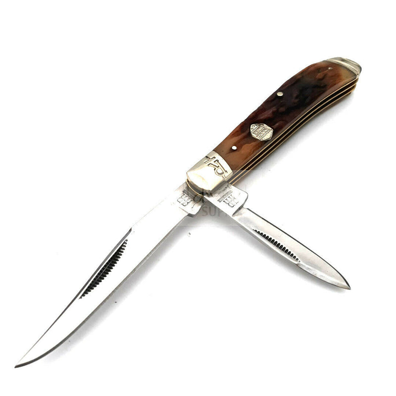 Rough Ryder Trapper Pocket Knife Stainless Steel Blades Brown Stag Bone Handle 1848 -Rough Ryder - Survivor Hand Precision Knives & Outdoor Gear Store