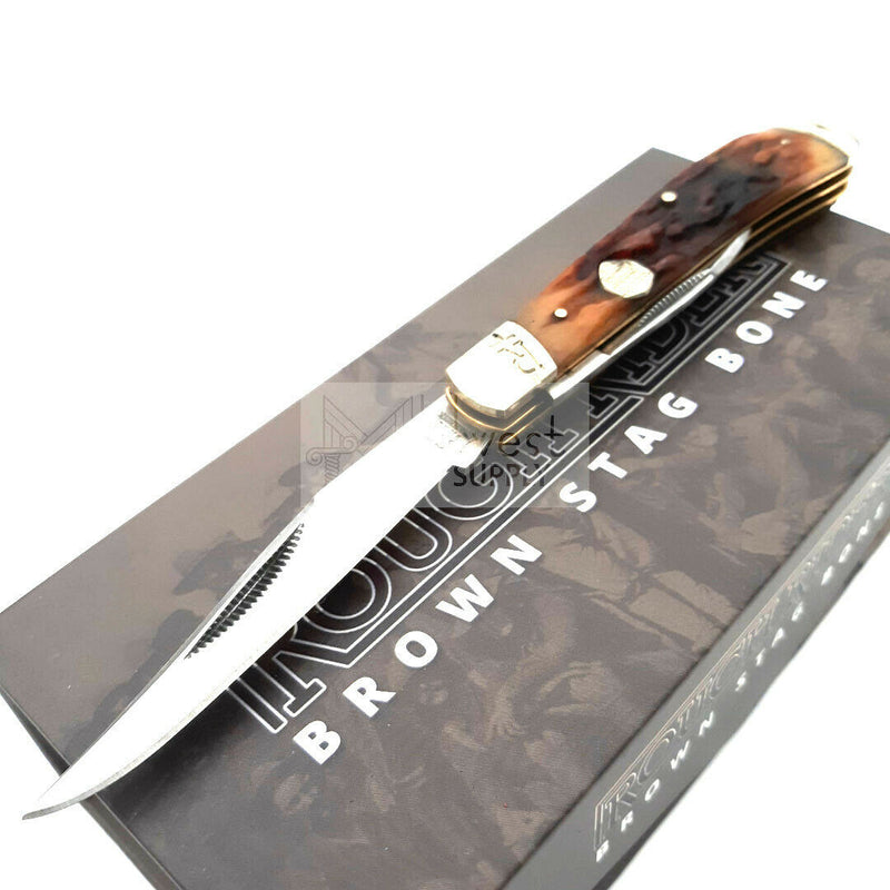 Rough Ryder Trapper Pocket Knife Stainless Steel Blades Brown Stag Bone Handle 1848 -Rough Ryder - Survivor Hand Precision Knives & Outdoor Gear Store