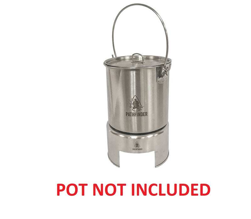 Pathfinder Bush Pot Stove 304 Food Grade Stainless One Piece Construction 5.5" Diameter 021 -Pathfinder - Survivor Hand Precision Knives & Outdoor Gear Store